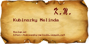 Kubinszky Melinda névjegykártya